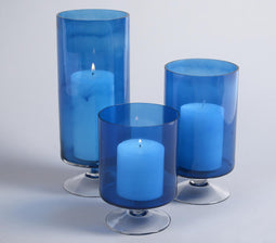 Aqua Tinted Glass Votives (set of 3)