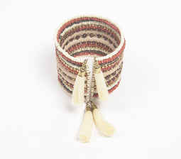 Beaded & Tasseled Ethnic Stacked Bracelet