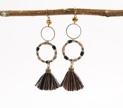 Beaded & Tasseled Shoulder-Duster Earrings
