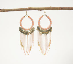 Beaded 'Pretty Peachy' Dangle Earrings