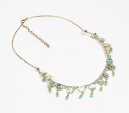 Aqua Beaded & Metallic Charm necklace