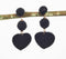 Beaded Black Heart Dangle Earrings
