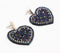 Beaded Hearts on Velvet Statement Earrings