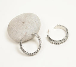 Antique Silver-Toned Iron C-Hoop Earrings