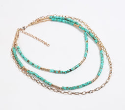 Aqua Beaded Layered Chain necklace