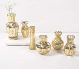 Assorted Golden Mercury Glass Vases (set of 6)
