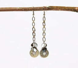 Antique Iron Drop Charm Earrings