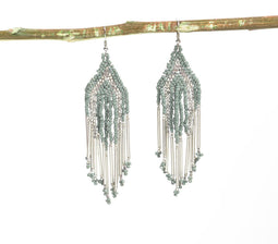 Beaded Metallic Disco Dangle Earrings