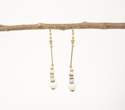 Beaded Metallic Line Dangle Earrings
