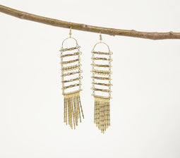 Beaded Lines Metallic Dangle Earrings