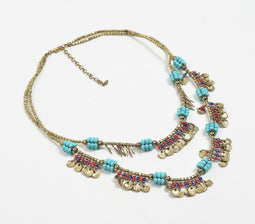 Beachy Beaded Metallic Layered necklace