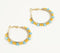 Beaded Yellow & Teal Hoop earrings