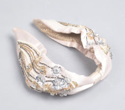 Beads & Sequin Embroidered Pastel Hair Band