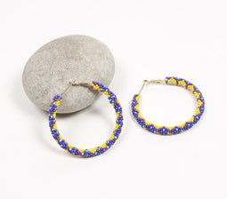 Beaded Retro Hoop Earrings