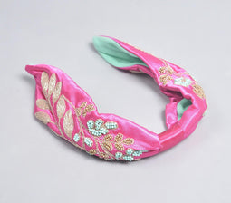 Beads & Zari Embroidered Botanical Hair Band
