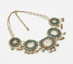 Beaded Pearls & Metallic Loop Necklace