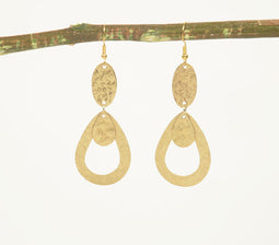 Beaten Brass Dangle Drop Earrings