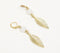 Beaded Feather Brass Dangle Earrings