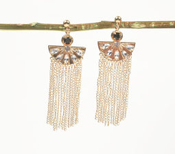 Bedazzled Stones & Drop Chain Earrings