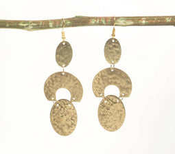Beaten Brass Abstract Dangle Earrings