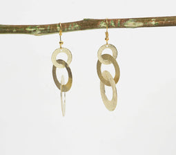 Beaten Brass Encircled Dangle Earrings