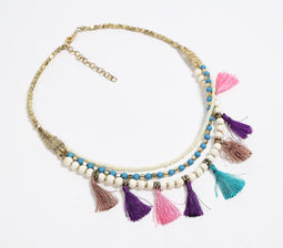 Boho Tasseled & Beaded Necklace
