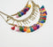 Boho-chic Colorpop Tasseled Brass Necklace