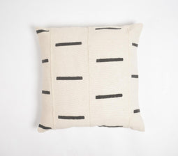 Block Printed Broken Lines Monochrome Cotton Cushion Cover