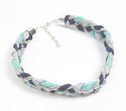 Braided Cords & Silver Beaded Choker