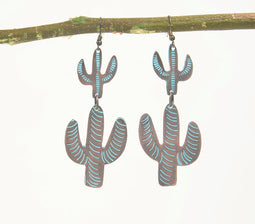 Brass & Resin Cacti Dangle Earrings