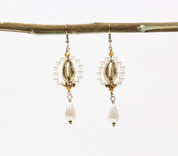 Boho Pearls Brass Earrings