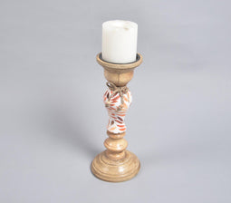 Botanical Meena Print Wooden Candle Holder