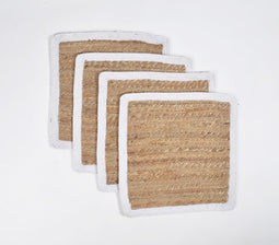 Braided Jute Placemats with White Border (Set of 4)