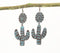 Brass Floral-Cacti Antique Dangle Earrings