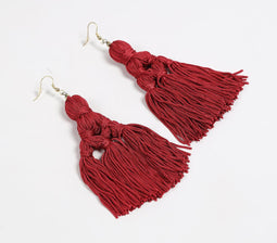 Boho Chunky Scarlet Tassel Earrings