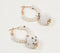 Bronze-Toned Iron & White Beaded Dangled-Hoop Earrings