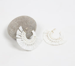 Boho Peace Raffia Huggie Earrings