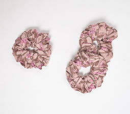 Block Printed Dusty Rose Scrunchie Hair Ties set of 3