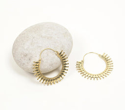 Brass Sun Huggie Hoop Earrings