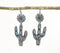 Brass Monochrome Floral-Cacti Dangle Earrings