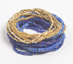Cerulean & Metallic Beaded Cluster Bracelet