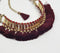 Chunky Metallic & Tasseled Maroon Choker Necklace