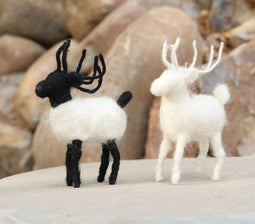 Christmas Felt Reindeer Ornaments (set of 2)