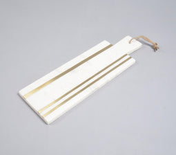 Classic Brass Inlaid Marble Cheese Board with Knife