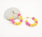 Brilliant Beaded Yellow-Pink Hoop Earrings