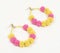 Brilliant Beaded Yellow-Pink Hoop Earrings