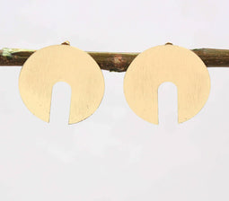 Circle Brass Stud Earrings