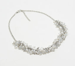 Cluster Glass & Pearl Beaded necklace