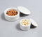 Classic Round White Marble Bowls with Lid (Set of 2)