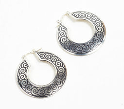 Coil Etched Brass Huggie Hoop Earrings